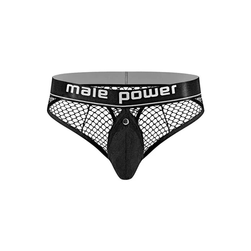 Cock Pit Net Cock Ring Thong - L/ XL - Black
