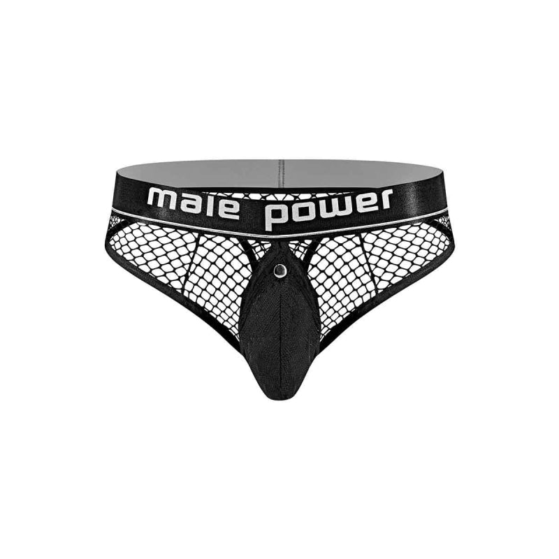 Cock Pit Net Cock Ring Thong - L/ XL - Black - Lingerie & Sexy Apparel