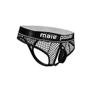 Cock Pit Net Cock Ring Thong - L/ XL - Black