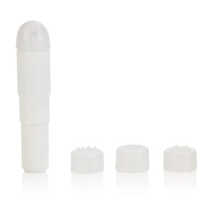 Compact Waterproof Personal Travel Massager With 4 Tips - White - MyPleasure
