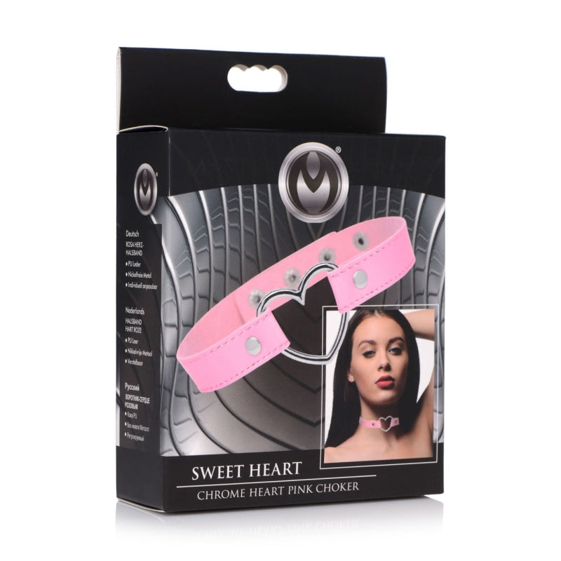 Dark Heart Chrome Heart Black Choker - Pink