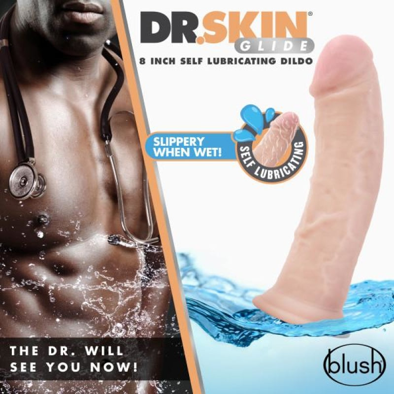 Dr. Skin Glide - 8 Inch Self Lubricating Dildo - Vanilla - Dildos & Dongs