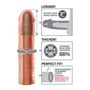 Fantasy X-Tension Mega 3-Inch Extension - Flesh