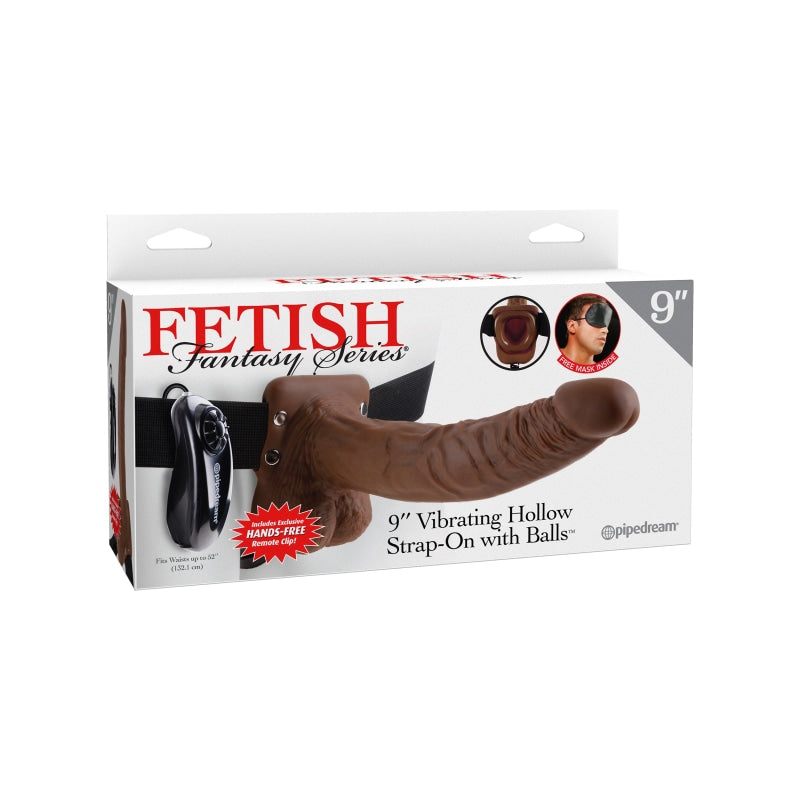 Fetish Fantasy Series 9-Inch Vibrating Hollow Strap-on With Balls - Brown