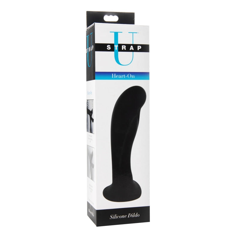 Heart on Silicone Harness Dildo - Black - Dildos & Dongs