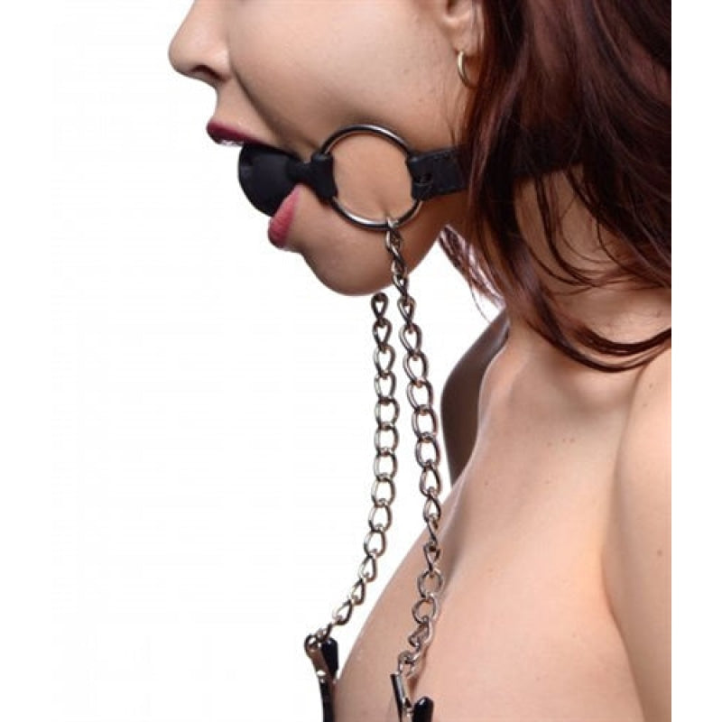 Hinder Silicone Breathable Ball Gag and  Nipple Clamps