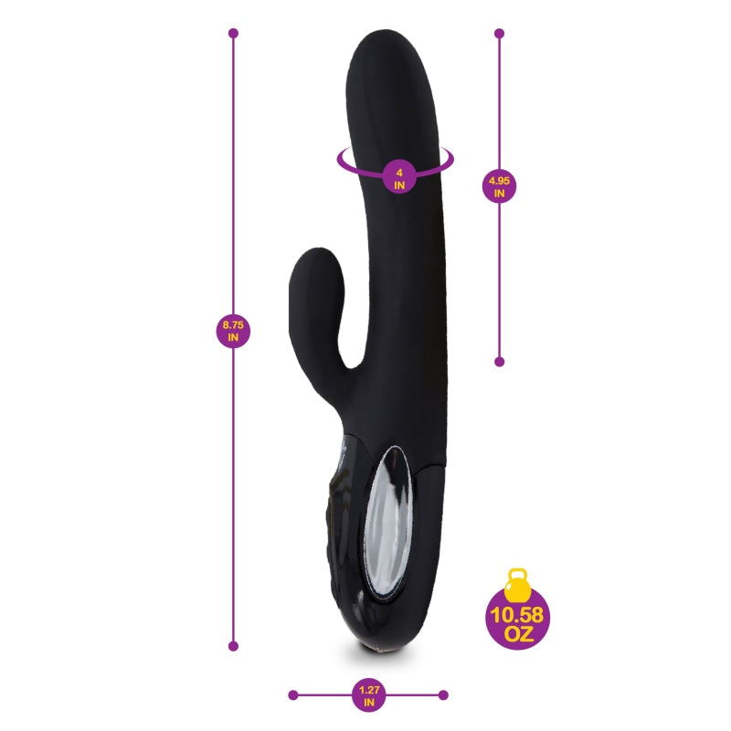 Hypnotic - Black - Thrusting Rabbit With Swinging Clitoral Stimulator - Vibrators