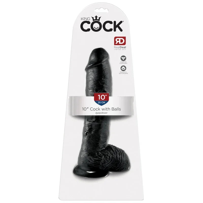 King Cock 10-Inch Cock With Balls - Black