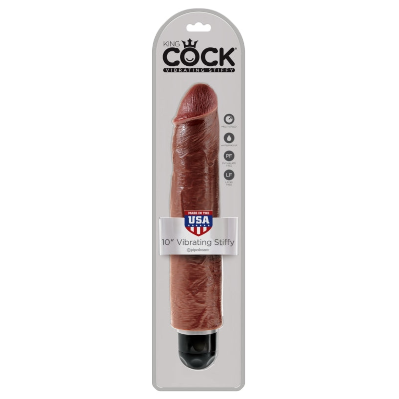 King Cock 10" Vibrating Stiffy Brown