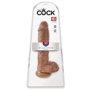 King Cock 10" Cock With Balls - Tan