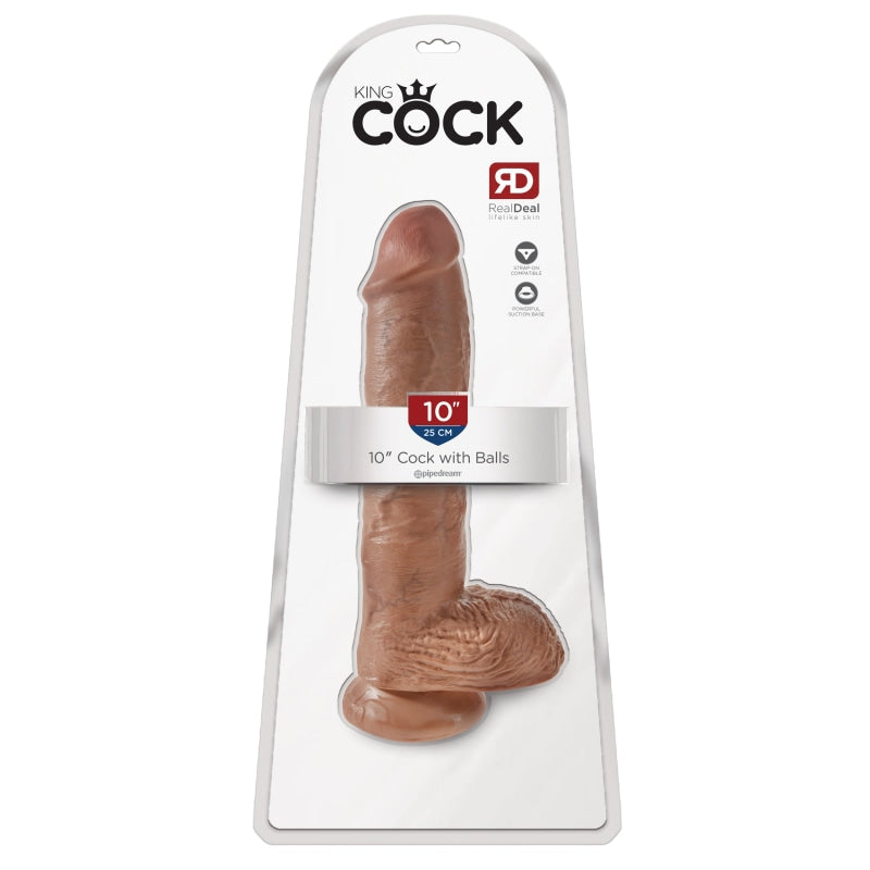 King Cock  10" Cock With Balls - Tan