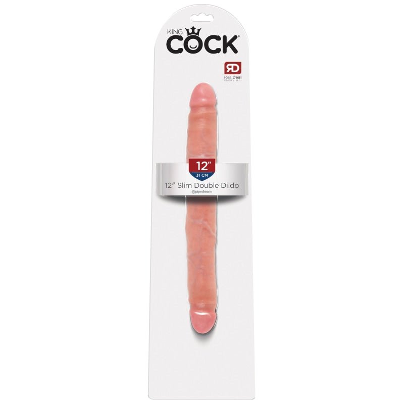 King Cock 12 Inch Slim Double Dildo - Flesh