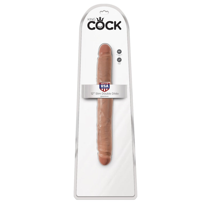 King Cock  12" Slim Double Dildo - Tan