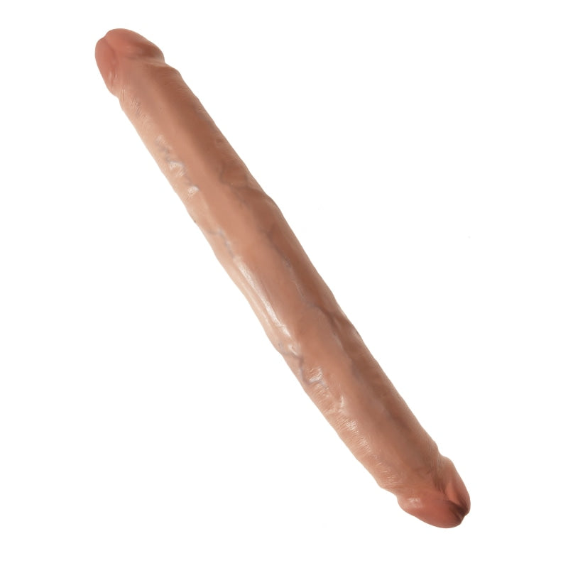 King Cock  12" Slim Double Dildo - Tan