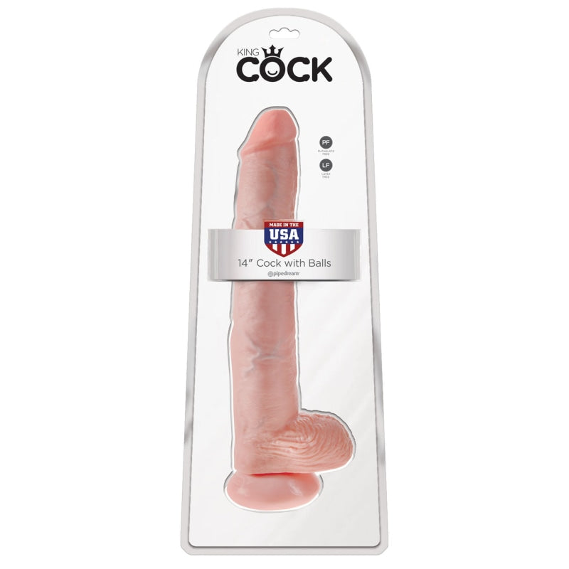 King Cock 14" Cock With Balls - Light