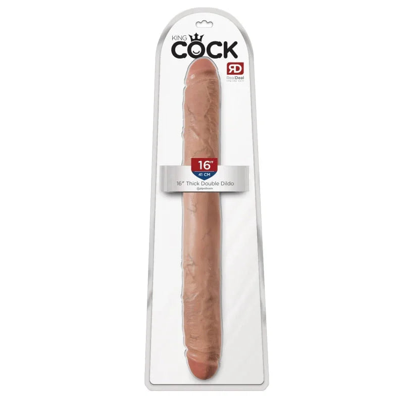 King Cock 16" Thick Double Dildo - Tan