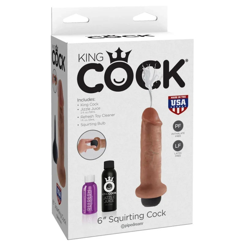 King Cock 6" Squirting Cock - Tan