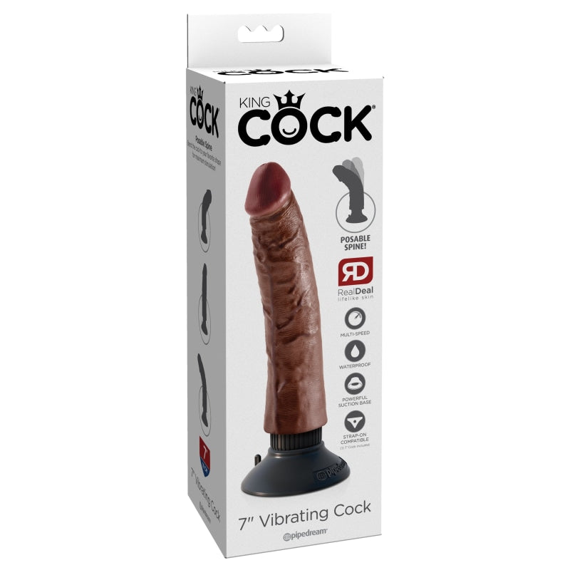 King Cock 7-Inch Vibrating Cock - Brown