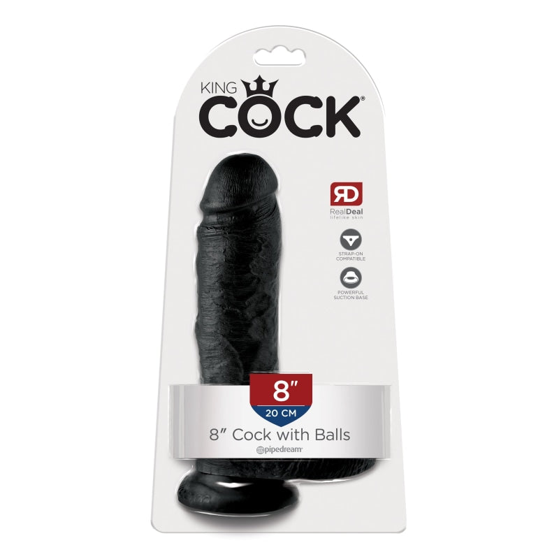 King Cock 8-Inch Cock With Balls - Black