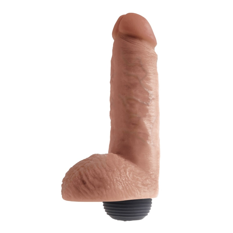 King Cock 8" Squirting Cock With Balls -Tan