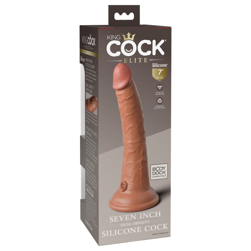 King Cock Elite 7 Inch Dual Density Silicone Cock  - Tan