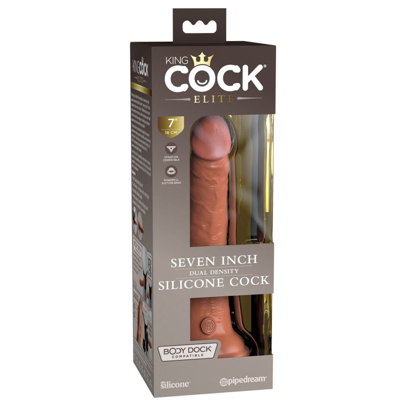 King Cock Elite 7 Inch Dual Density Silicone Cock  - Tan