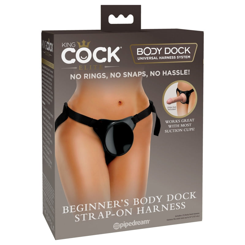 King Cock Elite Beginner's Body Dock Strap-on  Harness - Black