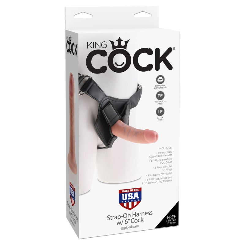 King Cock Strap on Harness With 6 Inch Cock - Light