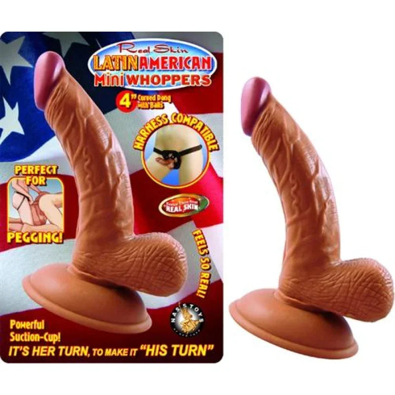 Latin American Mini Whoppers 4-Inch Curved Dong With Balls - Latin - Latin