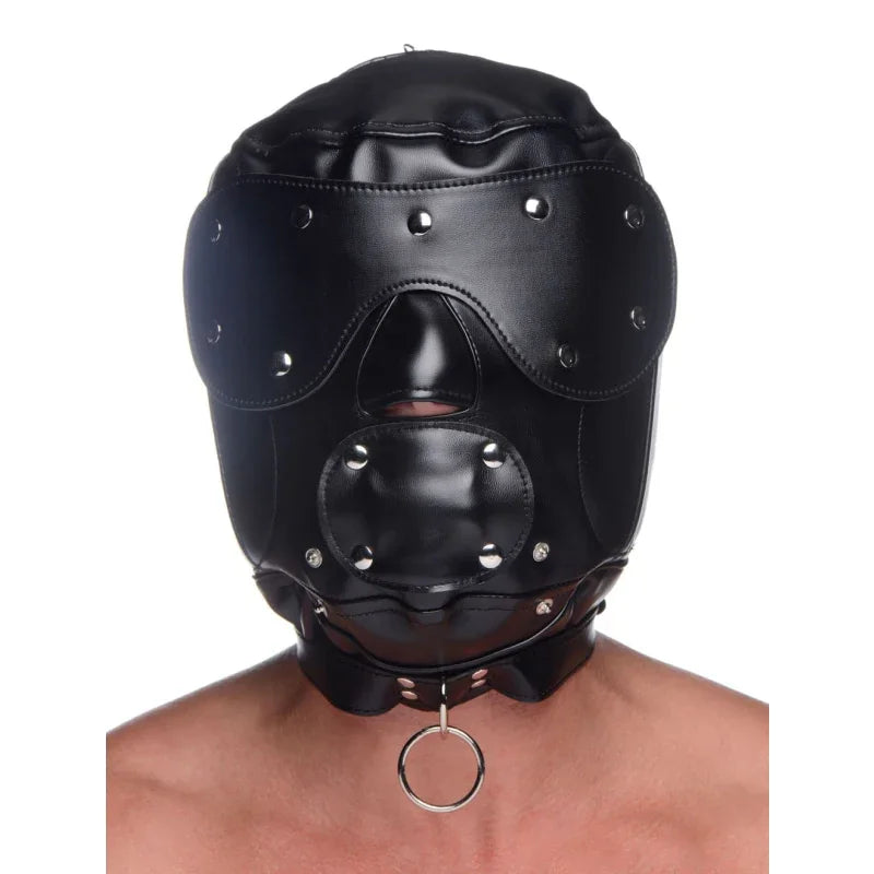 Muzzled Universal BDSM Hood With Removable Muzzle