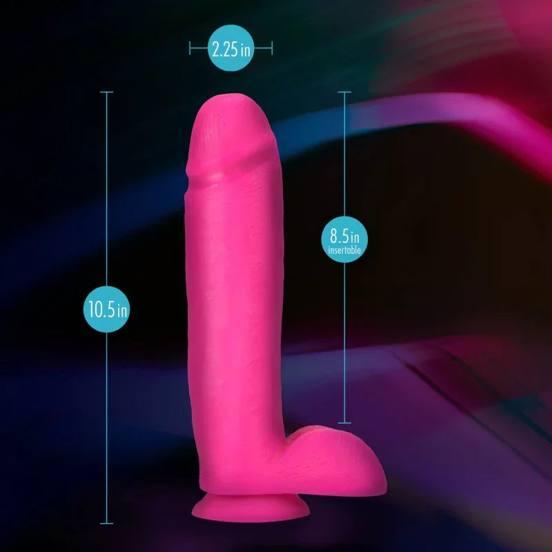 Neo Elite - 10 Inch Silicone Dual Density Cock With Balls - Neon Pink