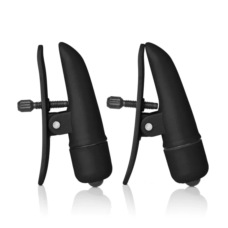 Nipple Play Nipplettes Vibrating Nipple Clamps - Black - MyPleasure