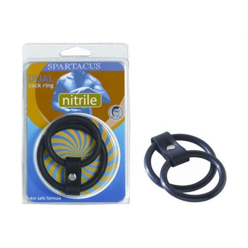 Nitrile Dual Cock Ring - Black BSPL-06D-2