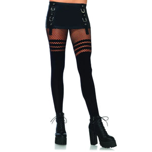 Opaque Faux Thigh High Pantyhose - One Size