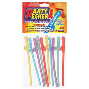 Party Pecker Sipping Straws 10 Pc Bag - 5 Assorted Colors - MyPleasure