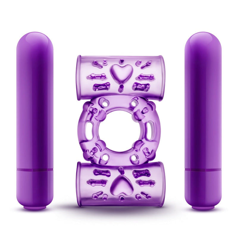 Play With Me - Double Play - Dual Vibrating Cock Ring - Purple