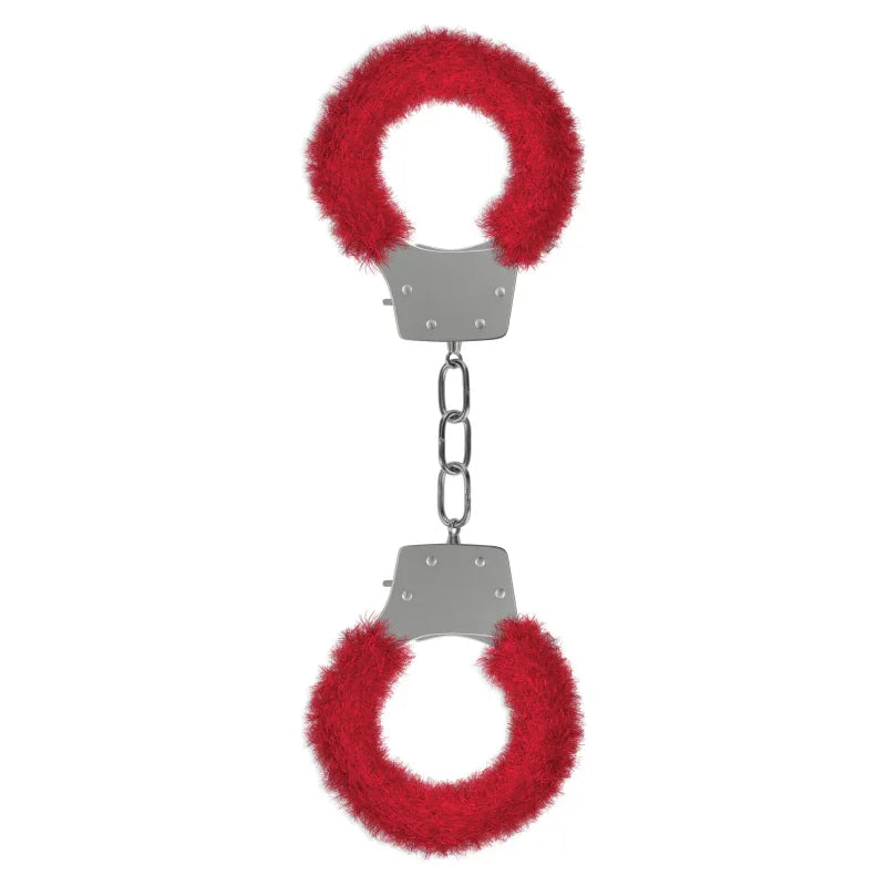 Pleasure Handcuffs Furry - Red