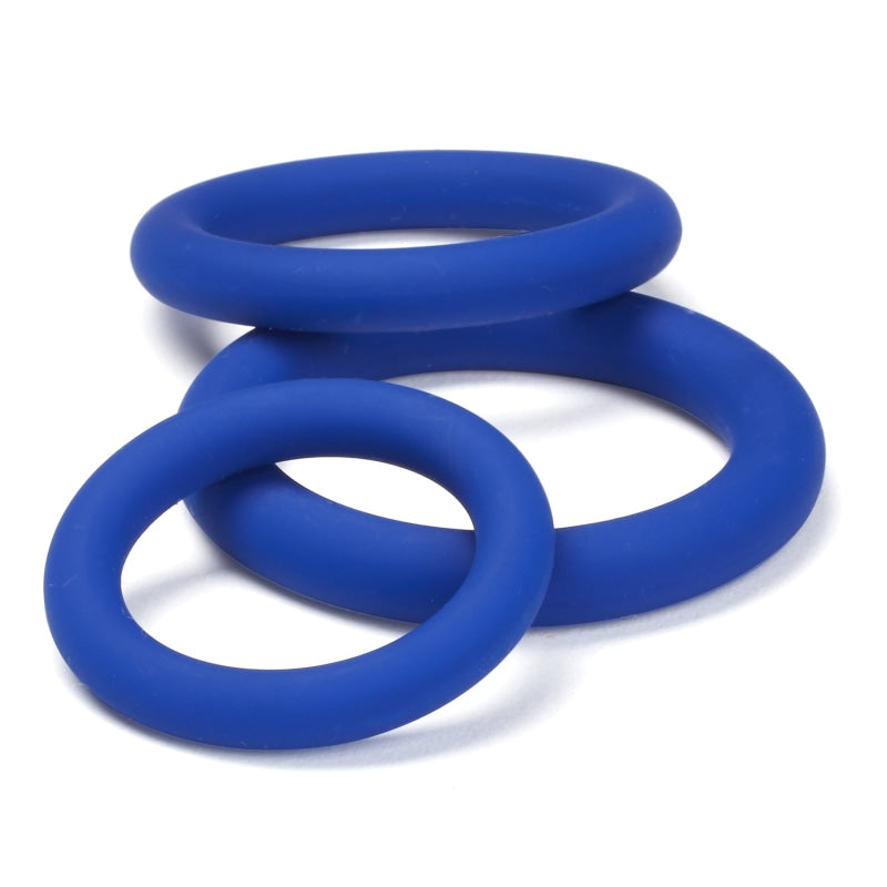 Pro Sensual Silicone Cock Ring 3 Pack - Blue - Cockrings