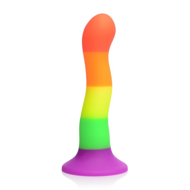 Proud Rainbow Silicone Dildo With Harness - Harnesses & Strap-Ons